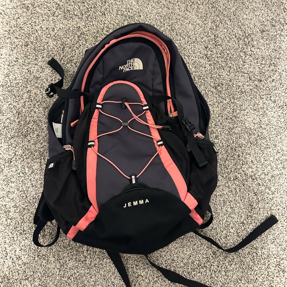 The North Face Black and Coral Backpack